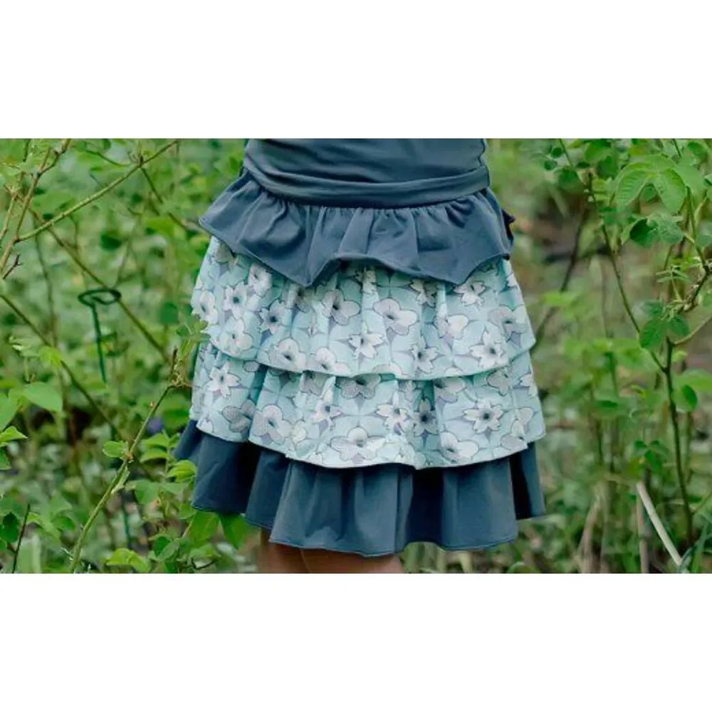 NEW Matilda Jane girl skirt 10 tiered Nina Character Counts grey aqua blue white